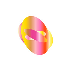 An abstract cut out transparent iridescent oval gradient shape pattern design element.