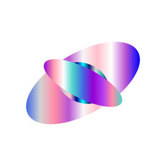 An abstract cut out transparent iridescent oval gradient shape pattern design element.
