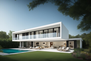 Fototapeta na wymiar Modern eco-friendly house with swimming pool