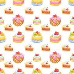 Seamless Pattern Cake Watercolor Background
