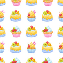 Seamless Pattern Cake Watercolor Background