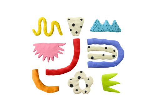 Palstiline abstract composition. Handmade geometric shapes. Modeling clay. - Powered by Adobe