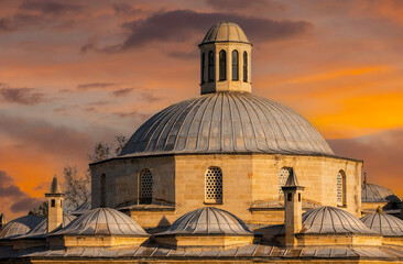 Ancient Ottoman hospital, nowadays housing Medical Museum, Edirne, II.Beyazid Mosque Edirne Turkey...