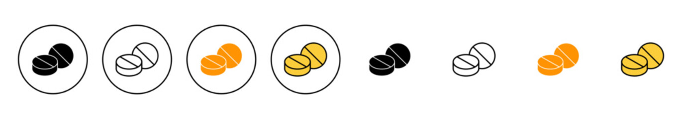 Pills icon set vector. capsule icon. Drug sign and symbol
