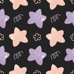 cute star doodle watercolor pastel colour Seamless pattern for baby shower nursery birthday Happy child  background backdrop wallpaper 
