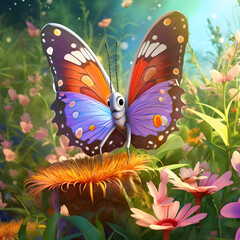 Obraz premium butterfly on flowers