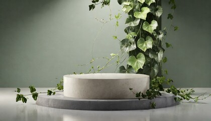 Botanical Elegance: Ivy-Adorned 3D Render for Product Showcase