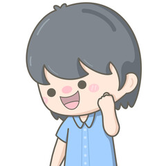 Cute little boy cheer up friend fighting do not give up