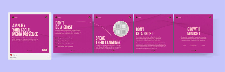 Set Of Carousel Post Template, Editable Carousel Post, social media carousel post for business. © Hosain