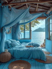 bedroom with beautiful sea island