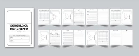 Fotobehang Editable Genealogy Organizer Journal Planner Kdp Interior printable template Design. © Majarul
