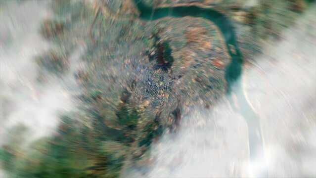 Earth Zoom from Seoul City - South Korea