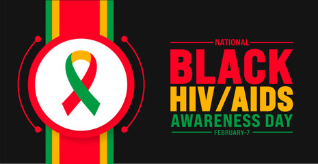 February is National Black HIV AIDS Awareness Day background template with USA flag theme concept. Holiday concept. use to background, banner, placard, card, and poster design template