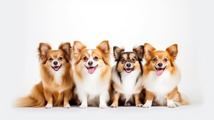 Group cute dogs with different dogs isolated on white background