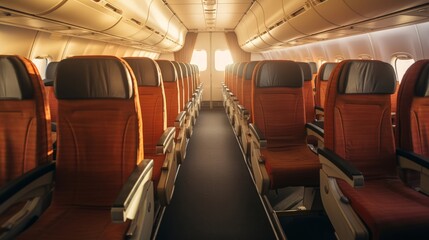 The silent rows of seats facing the grandeur of aeroplanes in flight