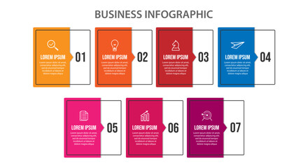 Vector Infographic simple design with 7 options or steps. thin line, Can be used for presentation banners, workflow layouts, flow charts, infographics, your business presentations