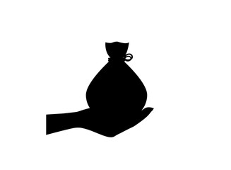 Hand with Money Bag Vector Illustration