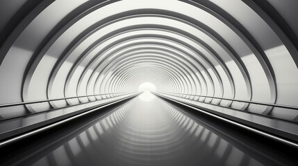 The linear symmetry of an airport jet bridge, leading the eye toward adventure