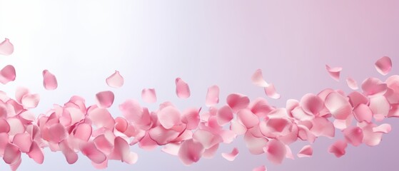 Petals of pink rose gentle background. flying petals for romantic banner design.