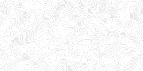 Fotobehang   Pattern black on white contours map grid wave vector topography stylized height of the lines map. topographic map contour in lines and contours isolated on transparent. black and white line map. © MdLothfor