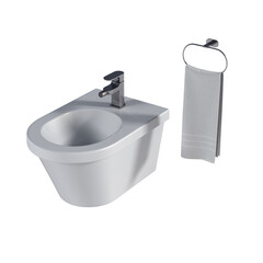 Lavatory pan isolated on a transparent background, bidet, 3D illustration, and CG render
