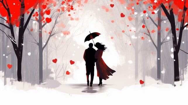 Power of love melting cold heart. valentine love woman and man winter png like style - Powered by Adobe