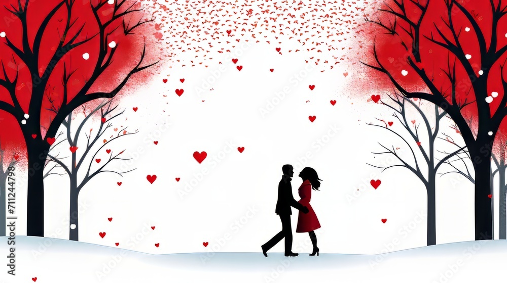 Wall mural Man and Woman icons background. valentine love woman and man winter png like style