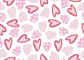 Fotobehang Cute pink Hearts Seamless Pattern. Retro Love Style for Print on Textile, Wrapping Paper. Pink Print for Princess Baby. © Amnise