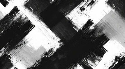 black and white abstract brush strokes pattern - obrazy, fototapety, plakaty