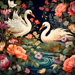 pattern with flamingos   ,Ai generative