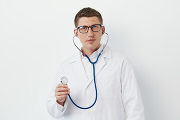Men specialist care surgeon clinical diagnosis physician patient uniform profession practitioner...