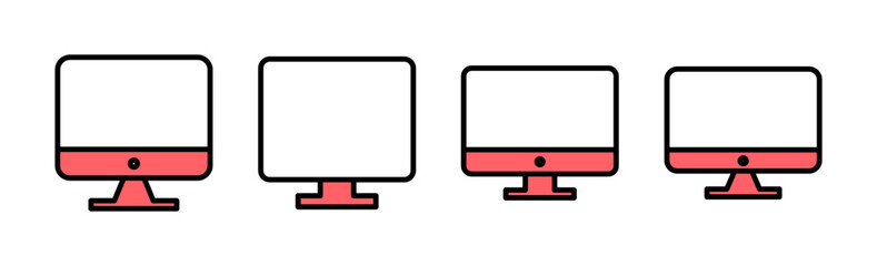 Computer icon set illustration. computer monitor sign and symbol