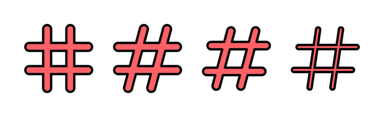 Obraz premium Hashtag icon set illustration. hashtag sign and symbol