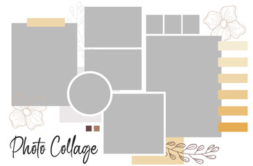 9 photo collage template. vector illustration, new collections