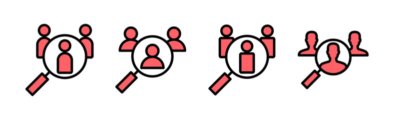 Hiring icon set illustration. Search job vacancy sign and symbol. Human resources concept. Recruitment
