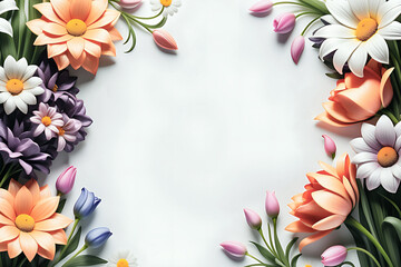 Obraz premium Colorful floral frame with space for copy