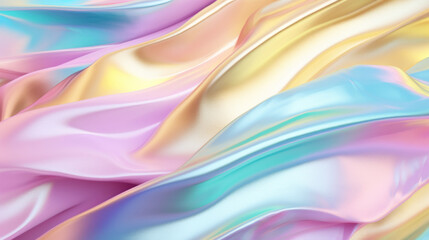 Fototapeta premium Abstract background of smooth satin fabric waves in pastel colors, illustrating luxury and elegance.
