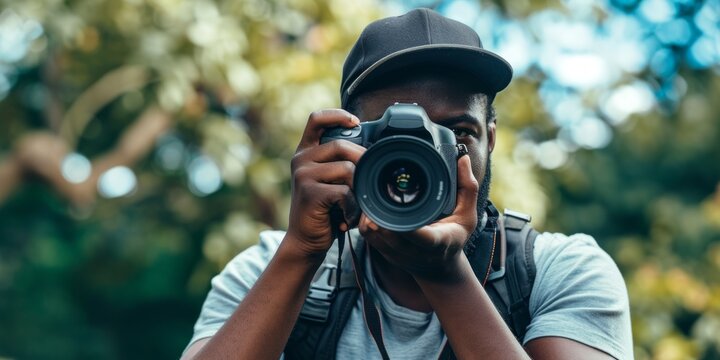 dedicated African American photographer capturing candid moments with creativity
