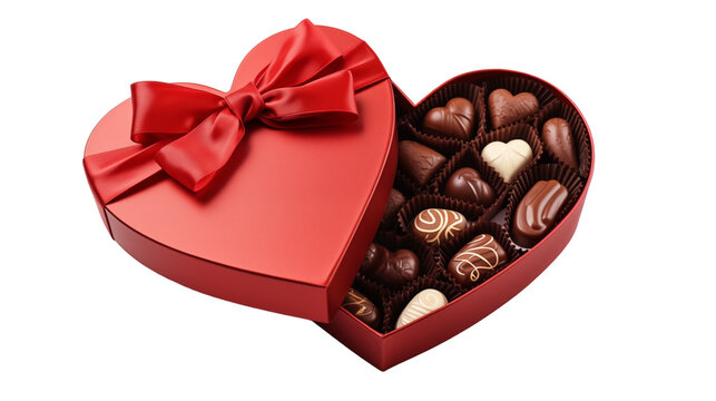 box of chocolate gift with ribbon isolated on white background - Powered by Adobe