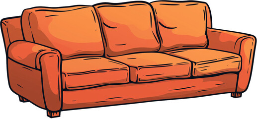 Cozy Cartoon Sofa: A Homely Illustration