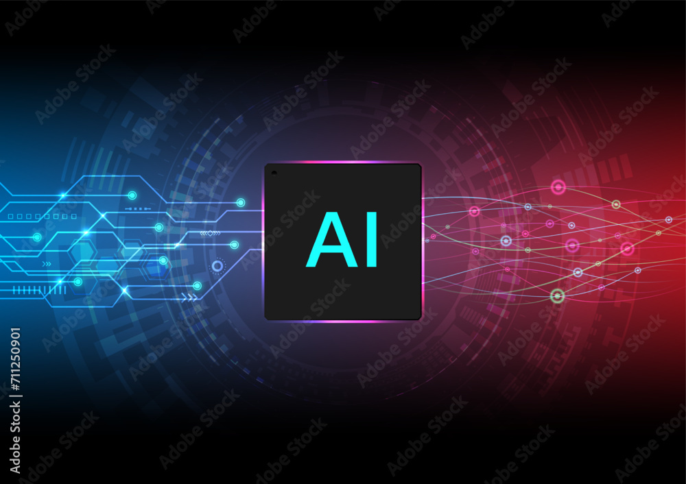 Poster abstract technology background artificial intelligence future innovation the microchip in the bottom