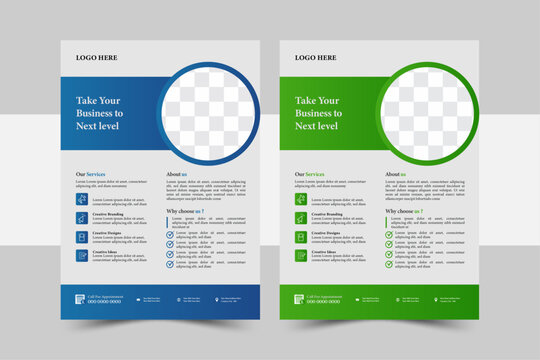 Modern Corporate business flyer template design set, a bundle of 2 templates of different colors a4 flyer template, modern business flyer template, abstract business flyer and creative design,