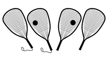 Racquetball bat, black isolated silhouette