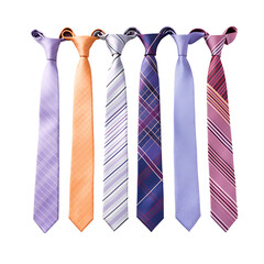 Set of colorful neckties on transparent background PNG