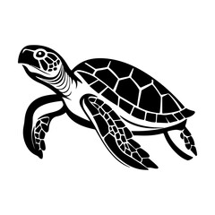Sea turtle black silhouette logo svg vector, Sea turtle icon illustration.
