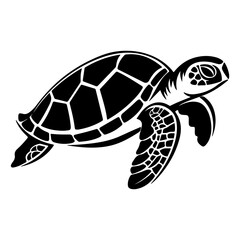 Sea turtle black silhouette logo svg vector, Sea turtle icon illustration.