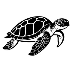 Sea turtle black silhouette logo svg vector, Sea turtle icon illustration.