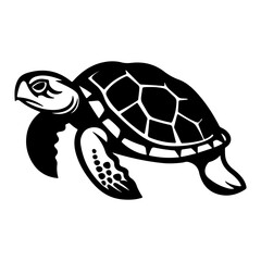 Sea turtle black silhouette logo svg vector, Sea turtle icon illustration.