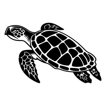 Sea turtle black silhouette logo svg vector, Sea turtle icon illustration.