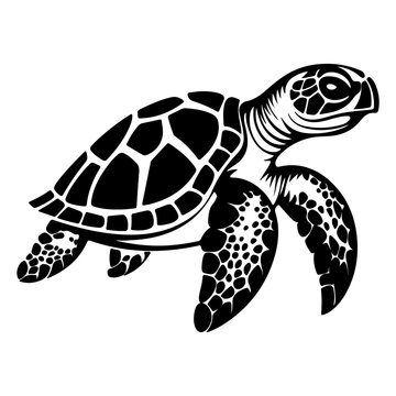 Sea turtle black silhouette logo svg vector, Sea turtle icon illustration.